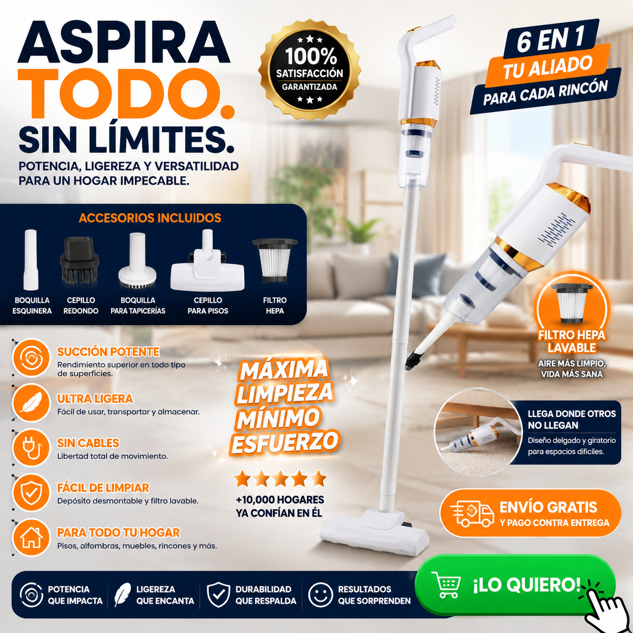 Aspirador inalámbrico de 120W