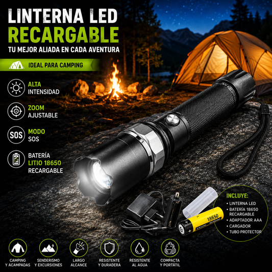 Linterna LED recargable de alta potencia